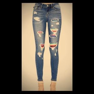 Judy Blue Serape Patch Skinny Jeans